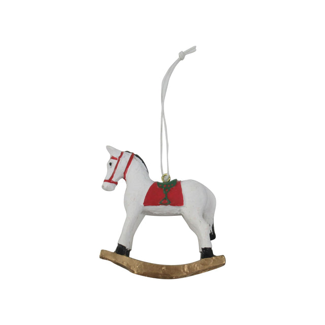 decorazione albero di natale - cavallo a dondolo da appendere - set 6 pz