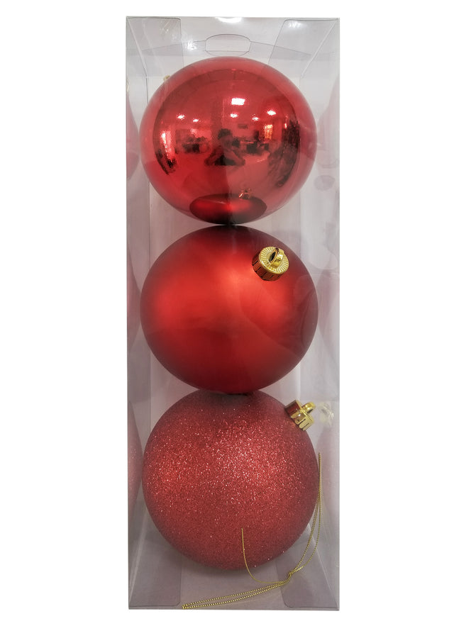 decorazione albero di natale - palline - rosso,oro e argento - 1 scatola da 3 palline per colore