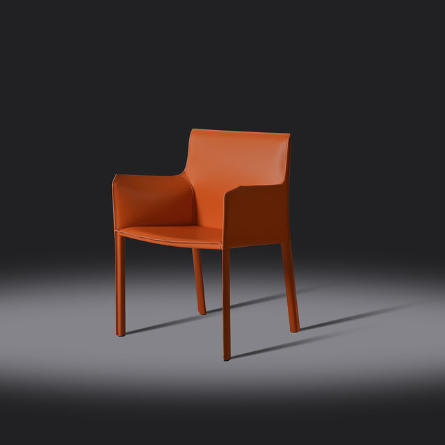 Lusaka orange dining chair with armrests