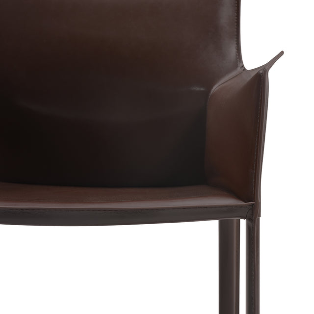 dark brown Lusaka dining chair with armrests
