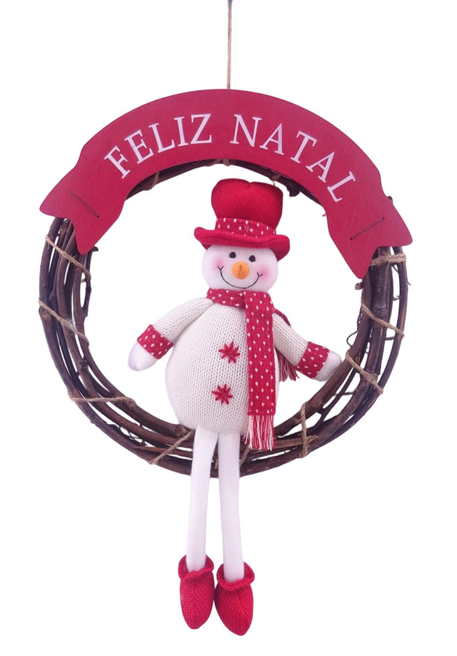 ghirlanda natalizia - pupazzo di neve - 35 cm