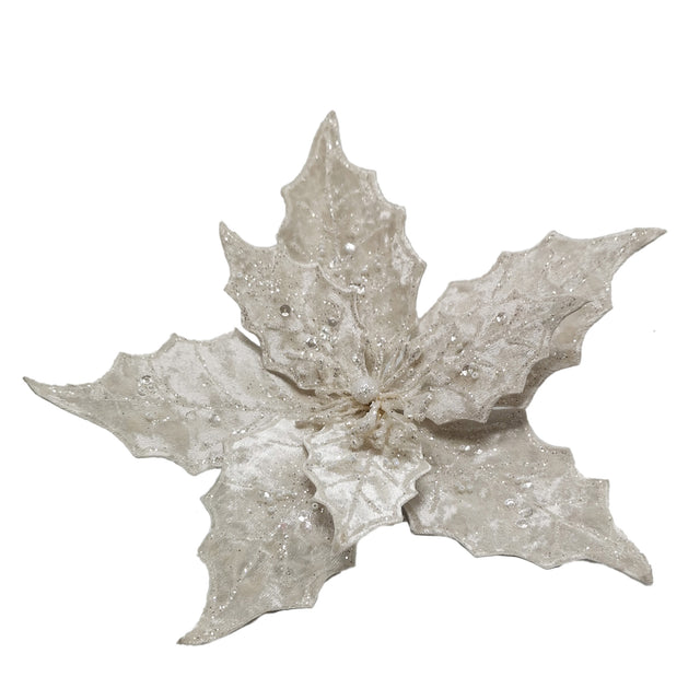 decorazione albero di natale - fiore natalizio con molletta e gancio - 1 pz