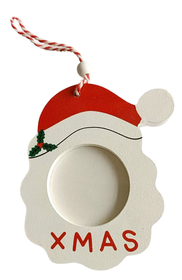 decorazione albero di natale - cornice da appendere - Bianco - 4 pz