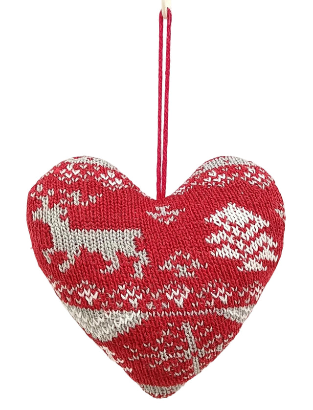decorazione albero di natale - cuore da appendere - Rosso/Bianco - 3 pz