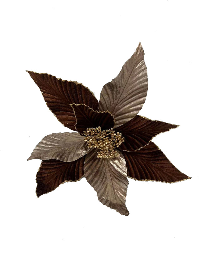 decorazione albero di natale - fiore natalizio con molletta e gancio - 2 pz