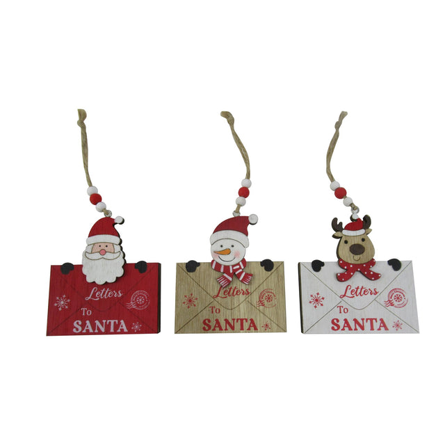 decorazione albero di natale in legno - busta porta lettere - set 6 pz, 2 per motivo