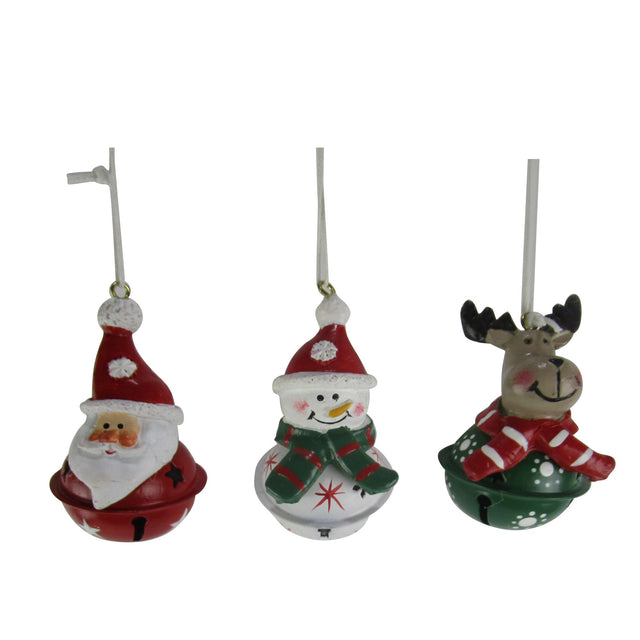 decorazione albero di natale - campanella - rosso, bianco e verde - set 6 pz