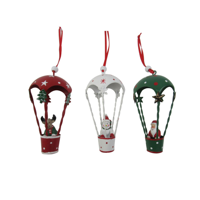 decorazione albero di natale - mongolfiera da appendere - set 6 pz