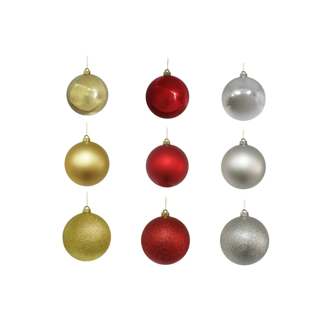 decorazione albero di natale - palline - rosso,oro e argento - 1 scatola da 3 palline per colore